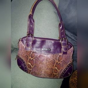 Brand New Purple and Snakeskin Sharif Purse
